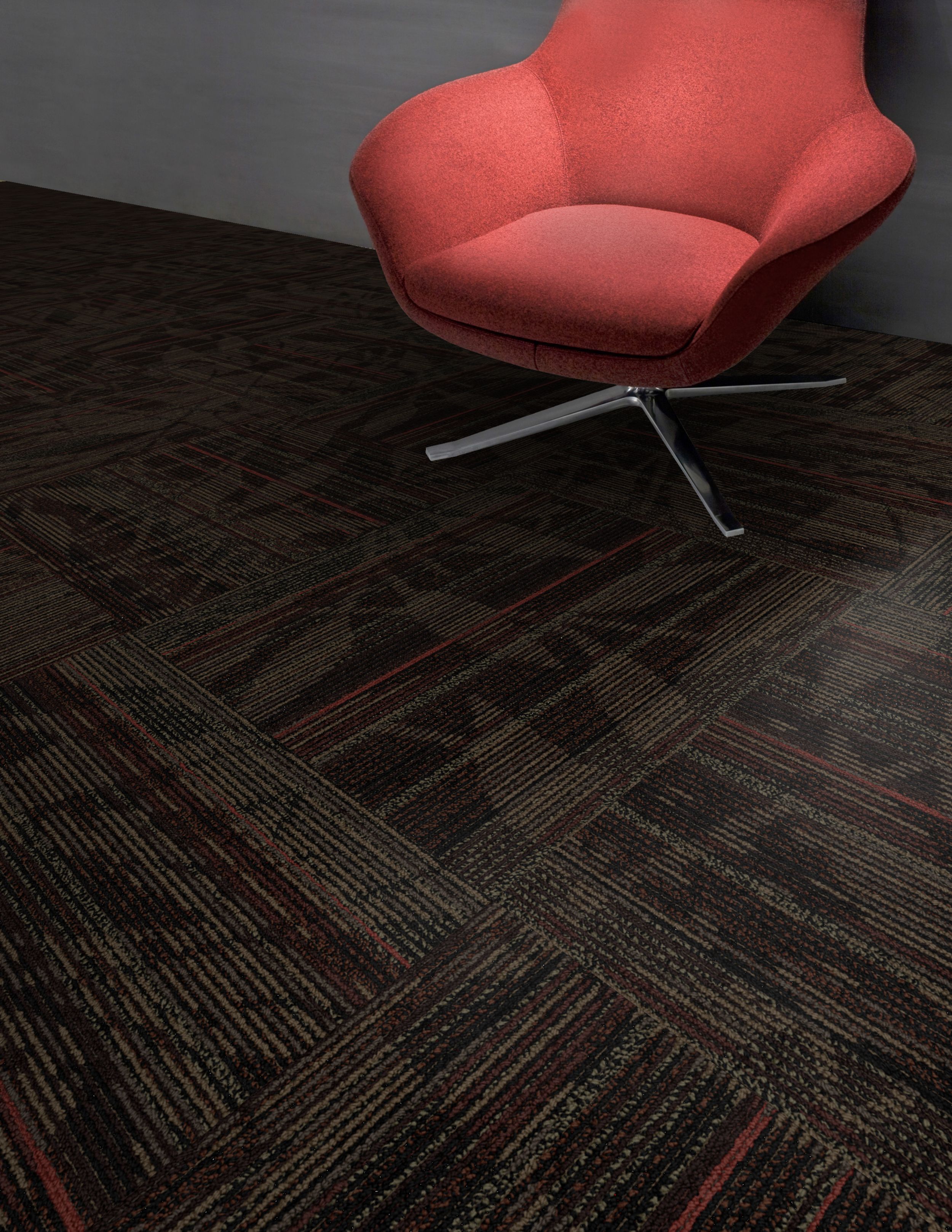 Interface Broadleaf Loop carpet tile with red chaiir imagen número 1